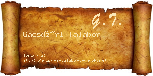 Gacsári Talabor névjegykártya